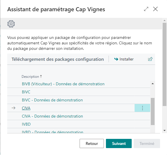 Installation des packages de configuration