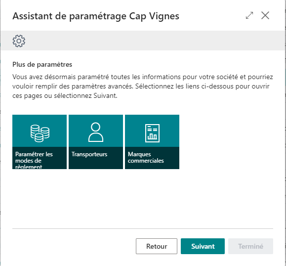 Réviser des paramètres complémentaires