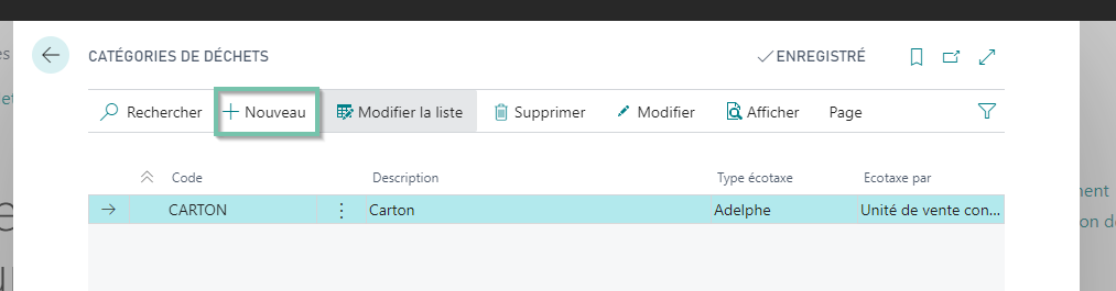 Création d'une nouvelle catégorie de déchets