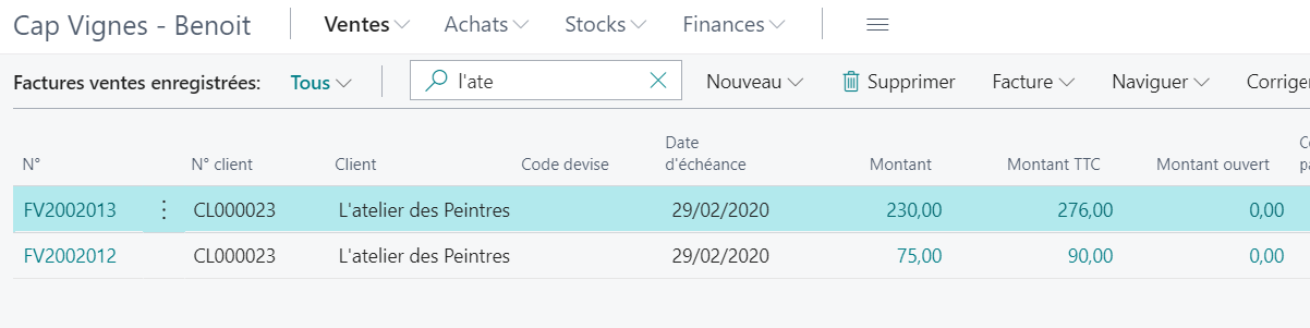 Les factures sont lettrées avec les paiements