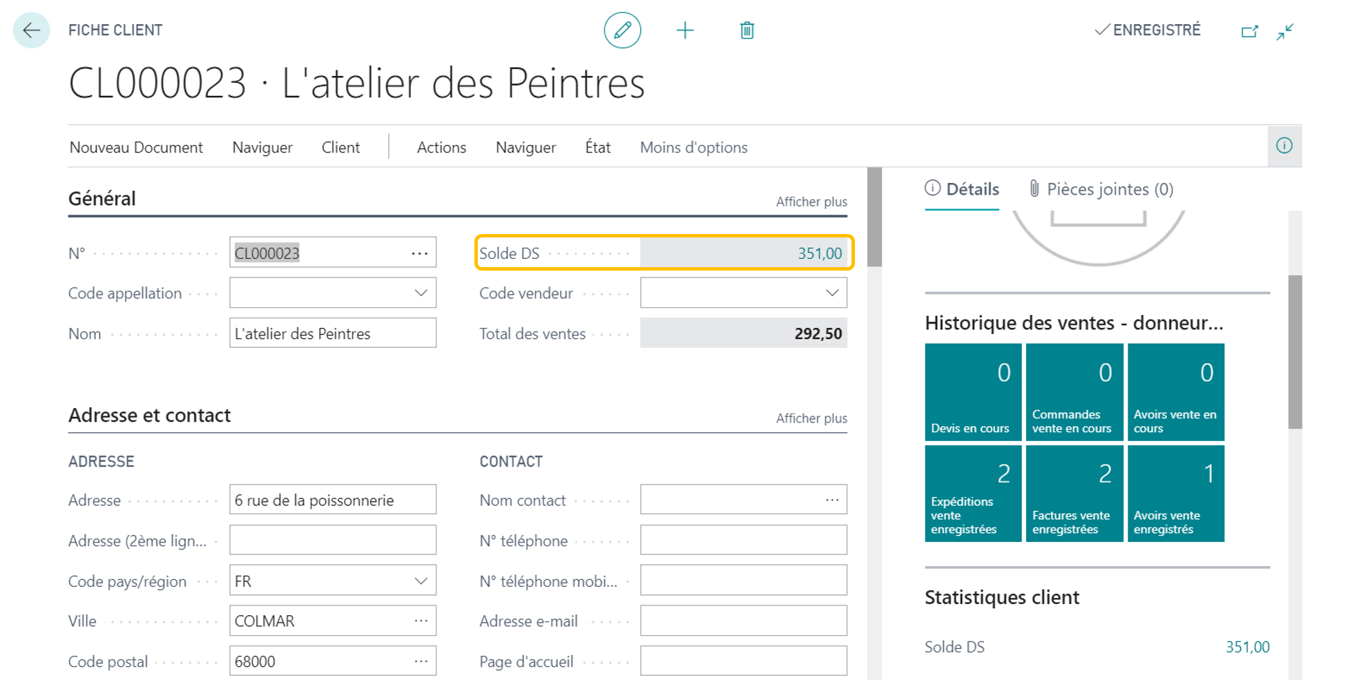 Visualisation du solde d'un client