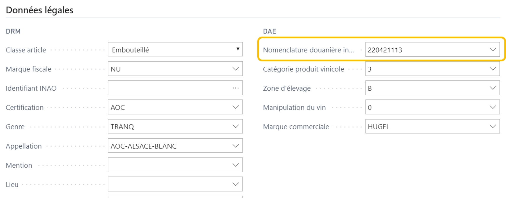 Nomenclature douanière interprofessionnelle