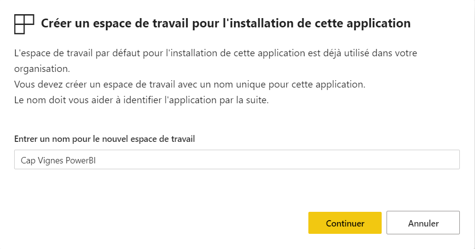 Création de l'espace de travail