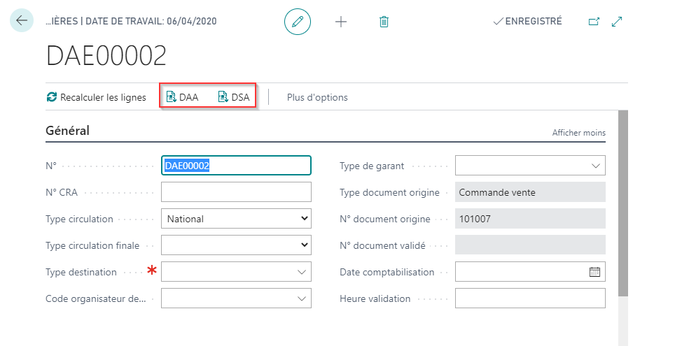 Disponibilité de l'export DSA en aperçu