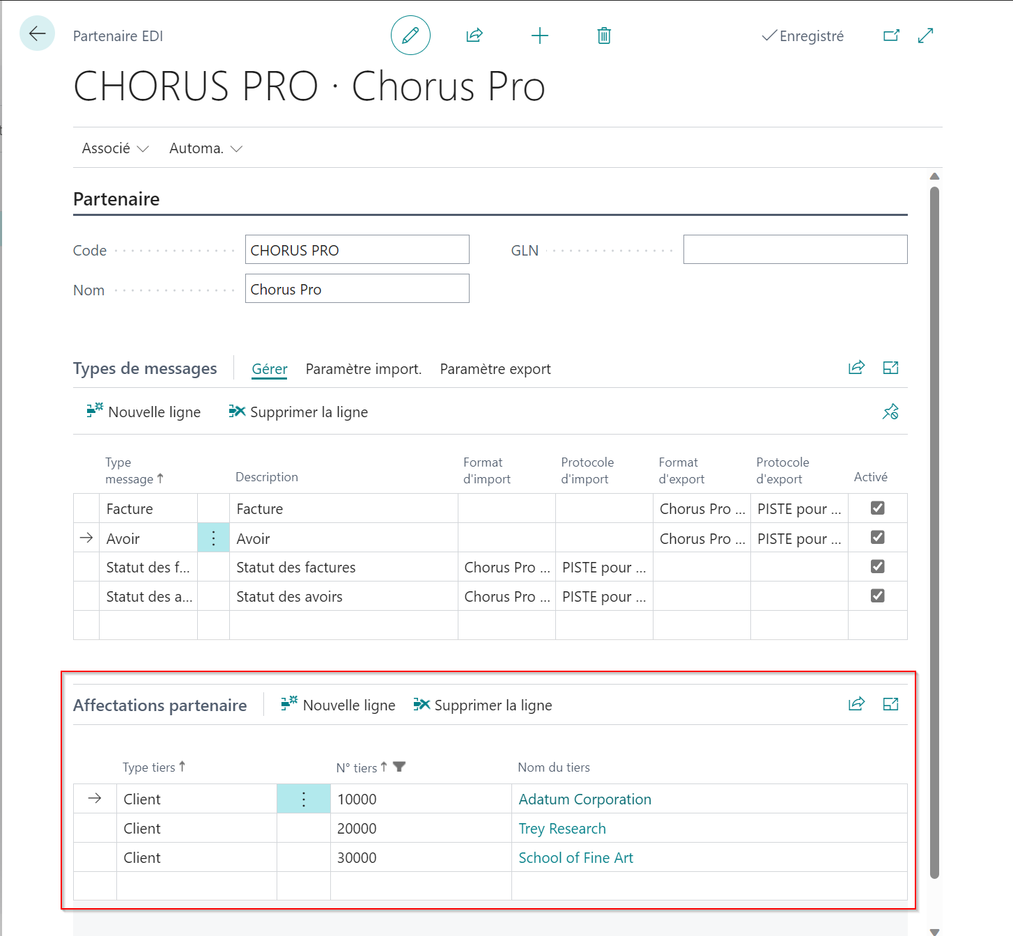 Affecter des clients au partenaire Chorus Pro