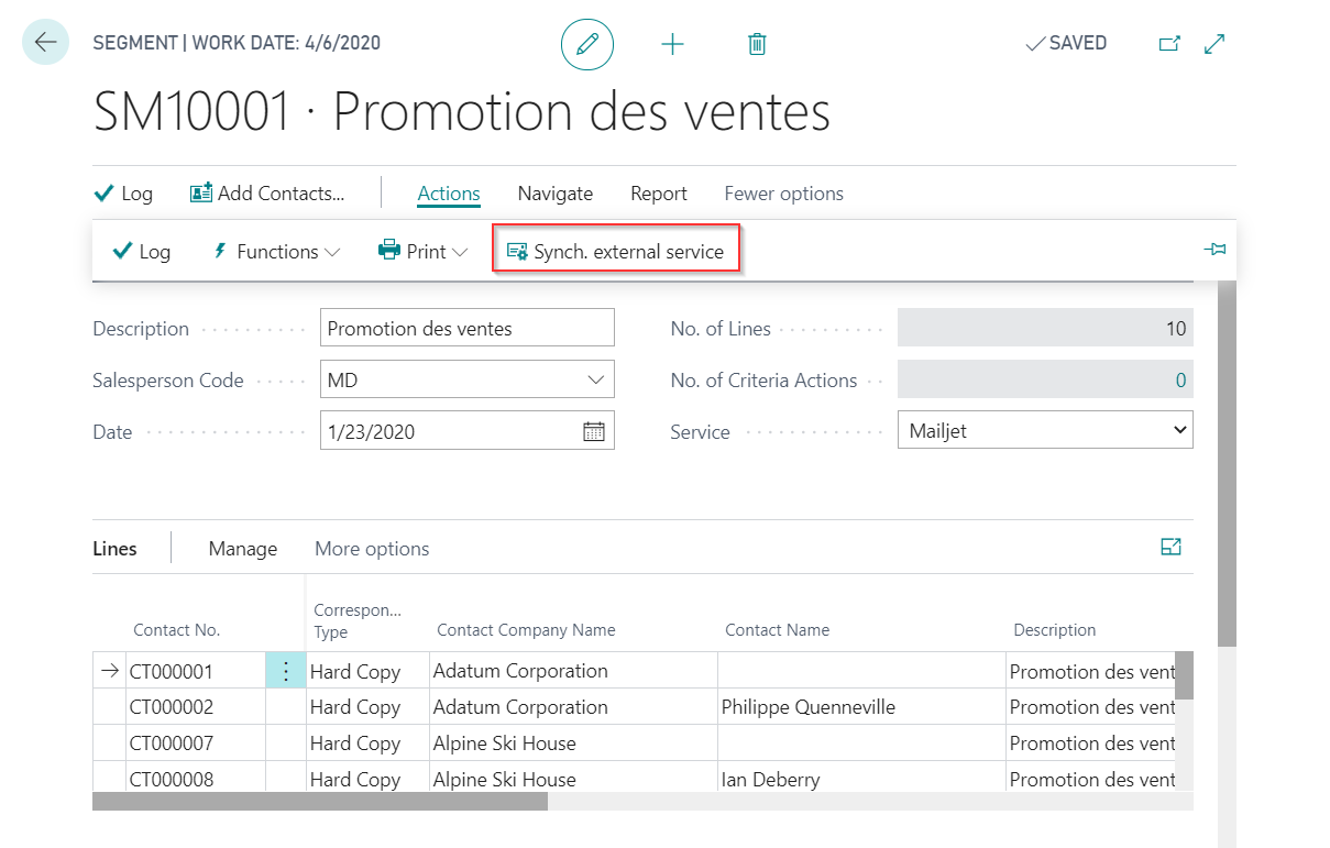 Synchroniser avec le service d-e-mailing