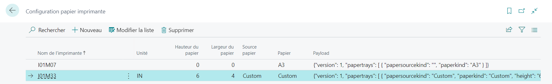 Paramétrer un papier personnalisé