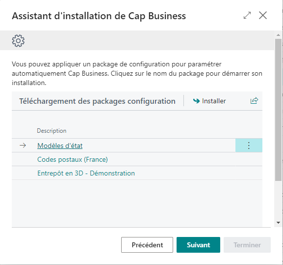 Installation des packages de configuration